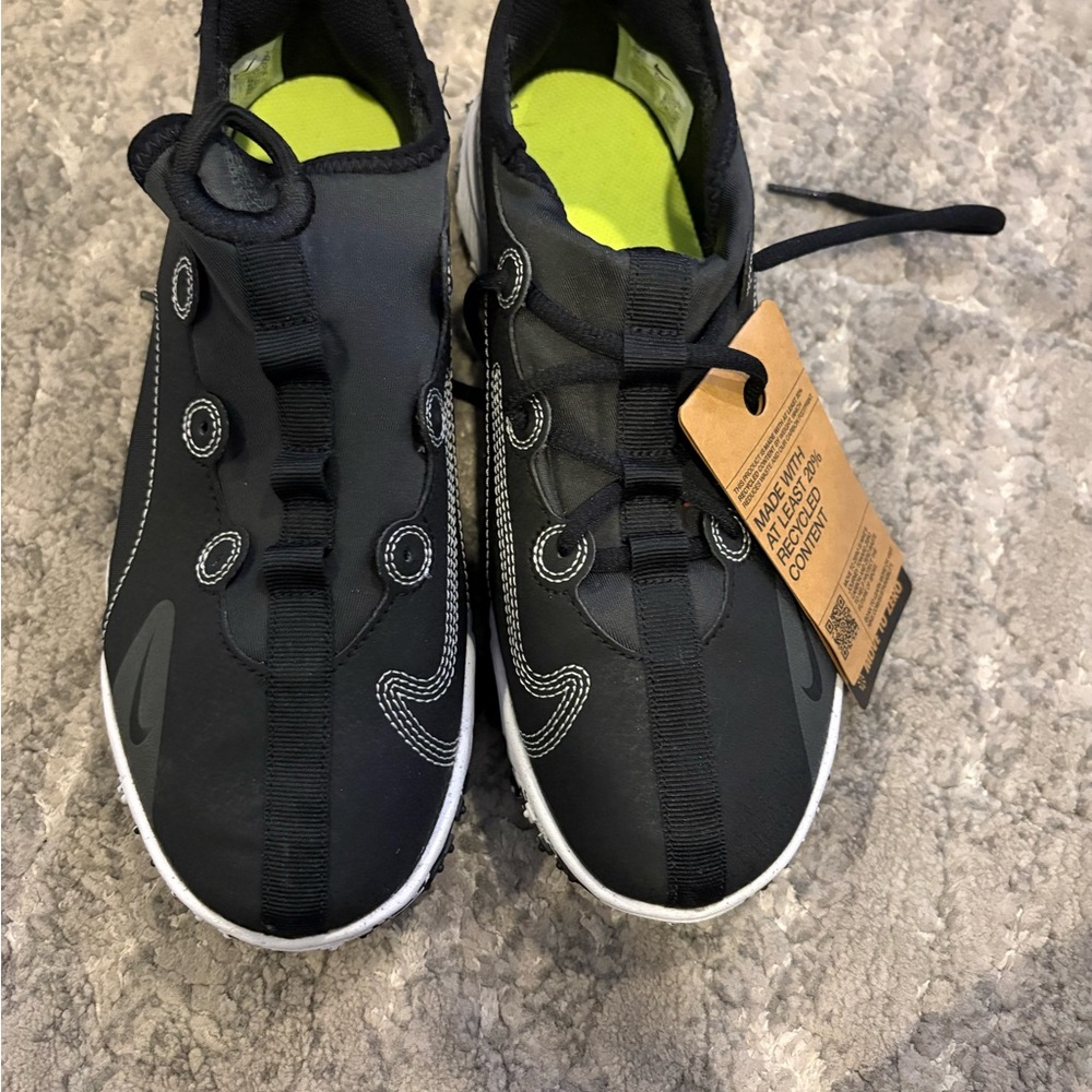 New Nike Kids Black Baseball Turf Shoes with Lime Insole